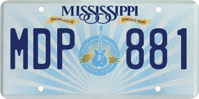 MS license plate MDP881