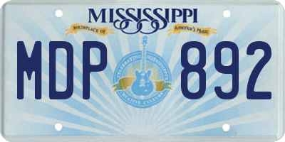 MS license plate MDP892