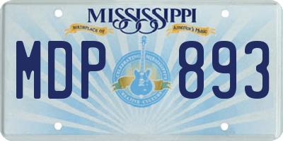 MS license plate MDP893