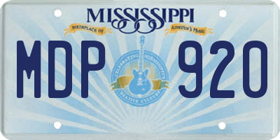MS license plate MDP920