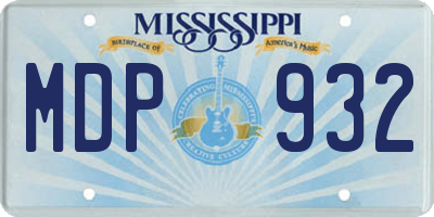 MS license plate MDP932