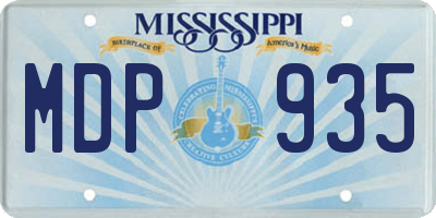 MS license plate MDP935