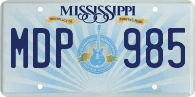 MS license plate MDP985
