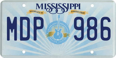 MS license plate MDP986