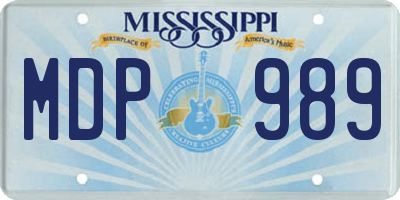 MS license plate MDP989
