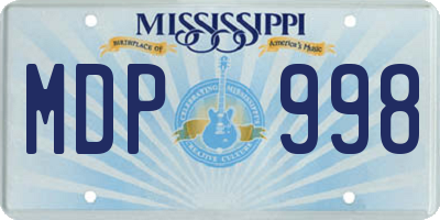 MS license plate MDP998