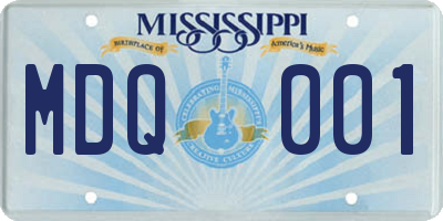 MS license plate MDQ001