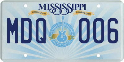 MS license plate MDQ006