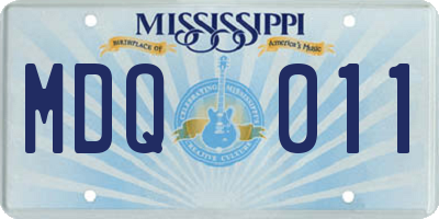 MS license plate MDQ011