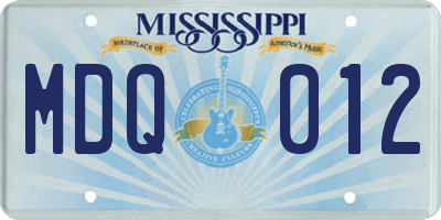 MS license plate MDQ012
