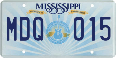 MS license plate MDQ015