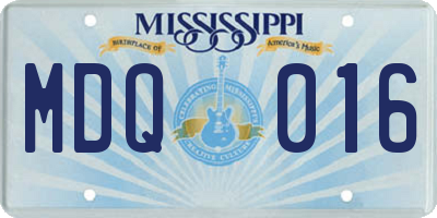 MS license plate MDQ016