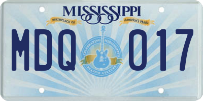 MS license plate MDQ017