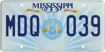 MS license plate MDQ039