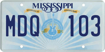 MS license plate MDQ103