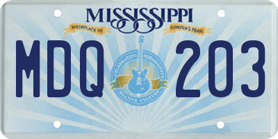 MS license plate MDQ203
