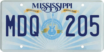 MS license plate MDQ205