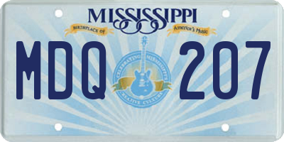 MS license plate MDQ207