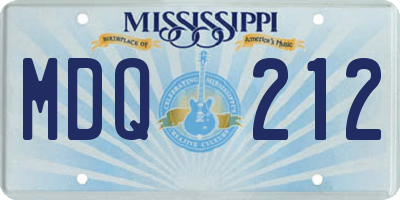 MS license plate MDQ212