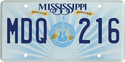 MS license plate MDQ216