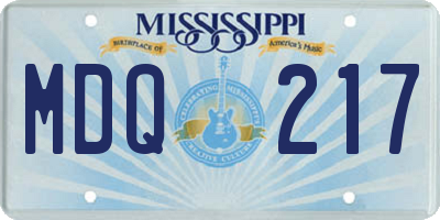 MS license plate MDQ217