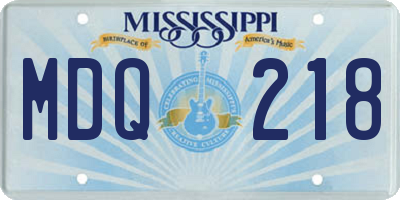 MS license plate MDQ218