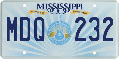 MS license plate MDQ232