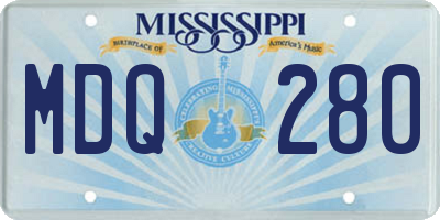 MS license plate MDQ280
