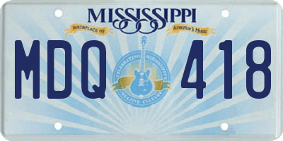 MS license plate MDQ418