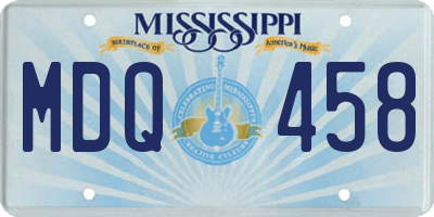 MS license plate MDQ458