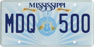 MS license plate MDQ500