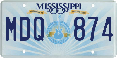 MS license plate MDQ874