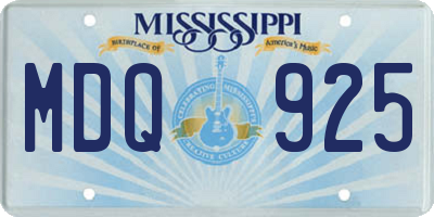 MS license plate MDQ925