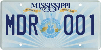 MS license plate MDR001