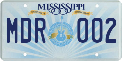 MS license plate MDR002
