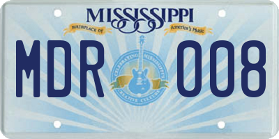 MS license plate MDR008