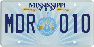 MS license plate MDR010