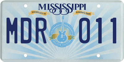 MS license plate MDR011