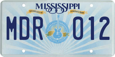 MS license plate MDR012