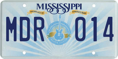 MS license plate MDR014