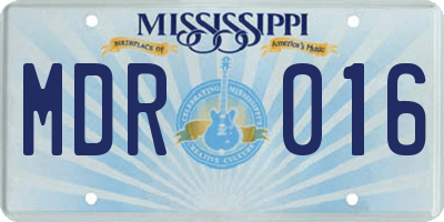 MS license plate MDR016