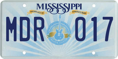 MS license plate MDR017