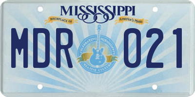 MS license plate MDR021