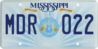 MS license plate MDR022