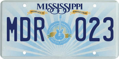MS license plate MDR023