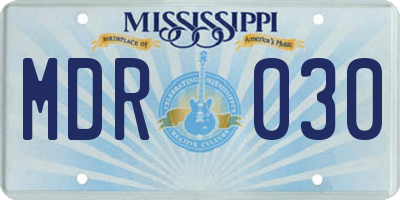 MS license plate MDR030