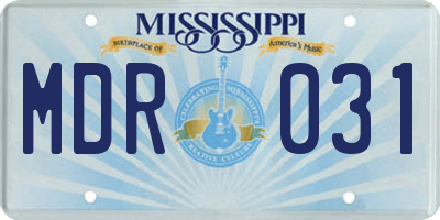 MS license plate MDR031