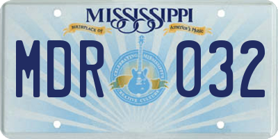 MS license plate MDR032