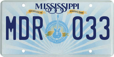 MS license plate MDR033