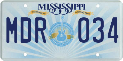 MS license plate MDR034